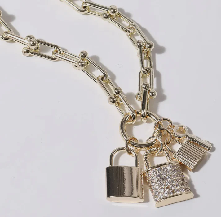 Lock & Key Charm Necklace - Delta Swanky Girl