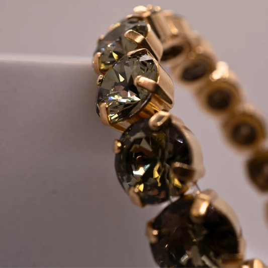 Baguette Rhinestone Stretch Bracelet - Black Diamond