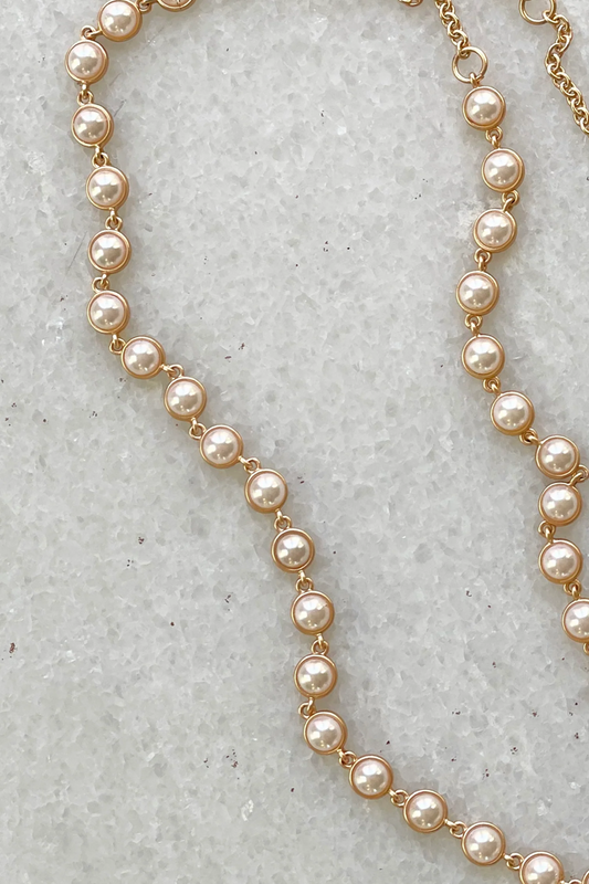 Lana Bezel Choker Necklace - Pearl