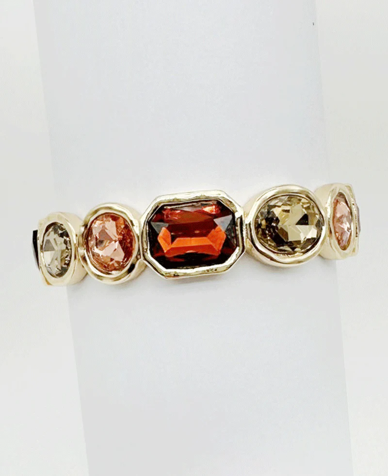Trio Bezel Set Stretch Bracelet - Neutral