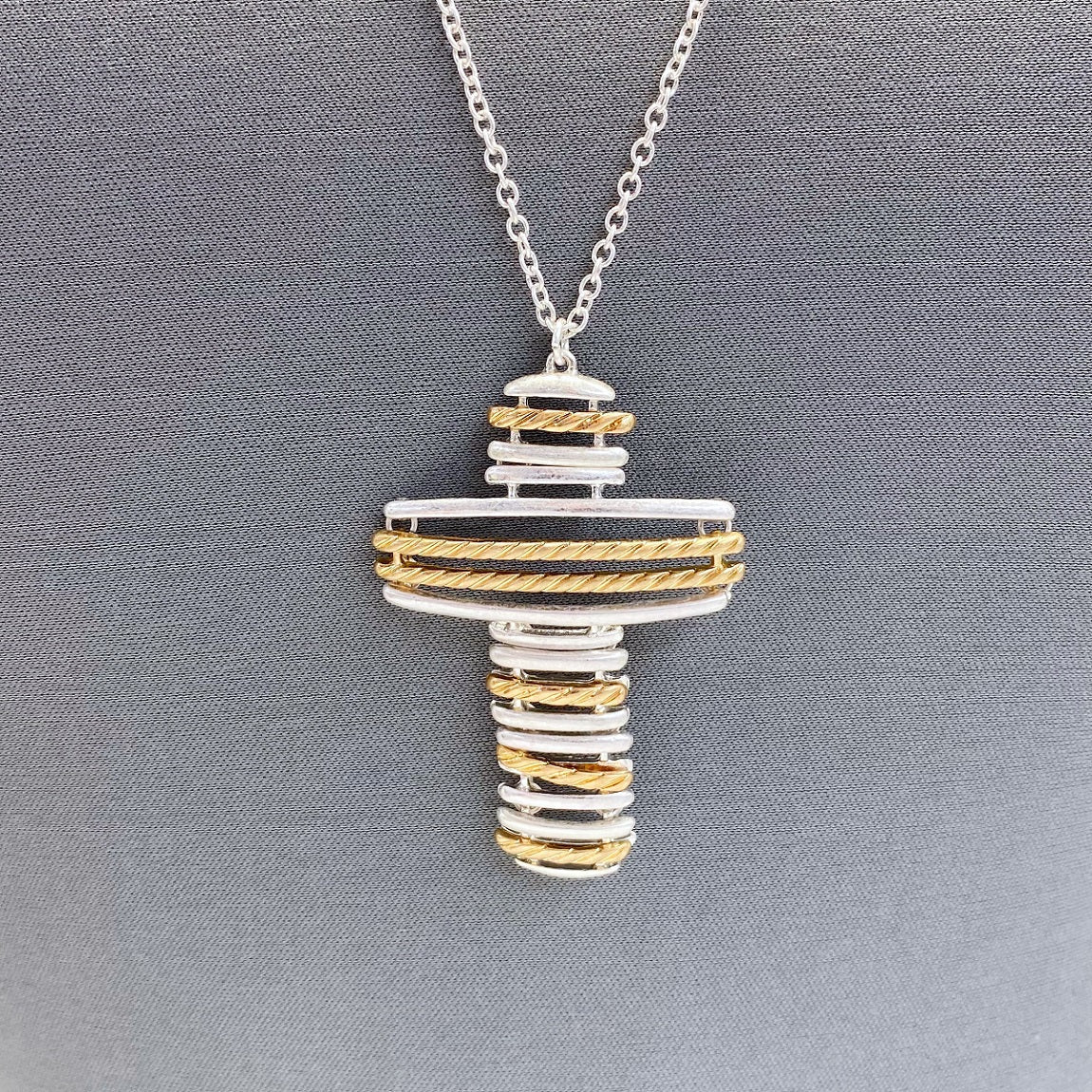 On The Rise Cross Necklace (Gold/Silver)