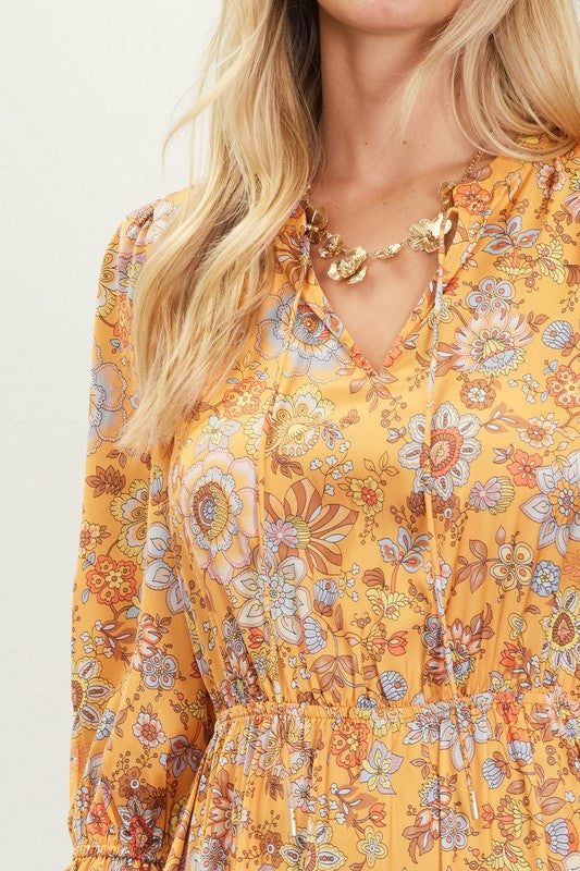 70s Sunny Satin Maxi Dress