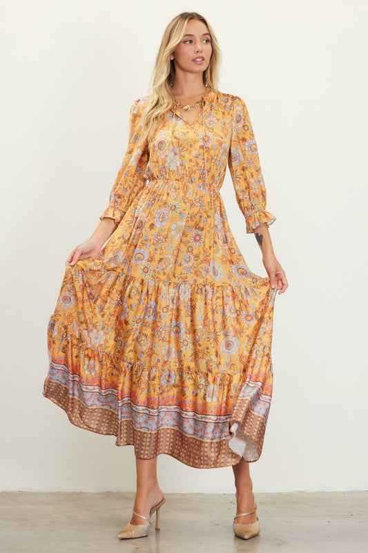 70s Sunny Satin Maxi Dress
