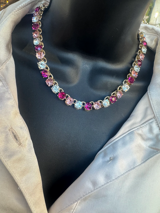 Berry Mix Baguette Rhinestone Necklace