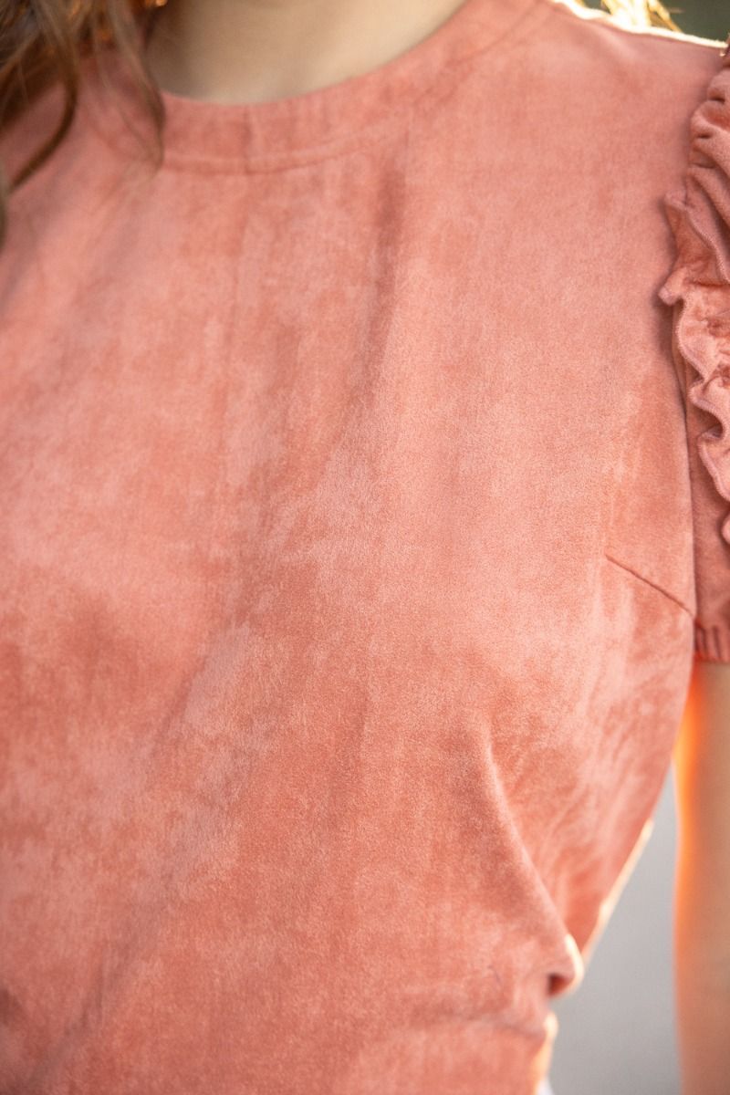 Sweet Surprise Suede Puff Sleeve Top