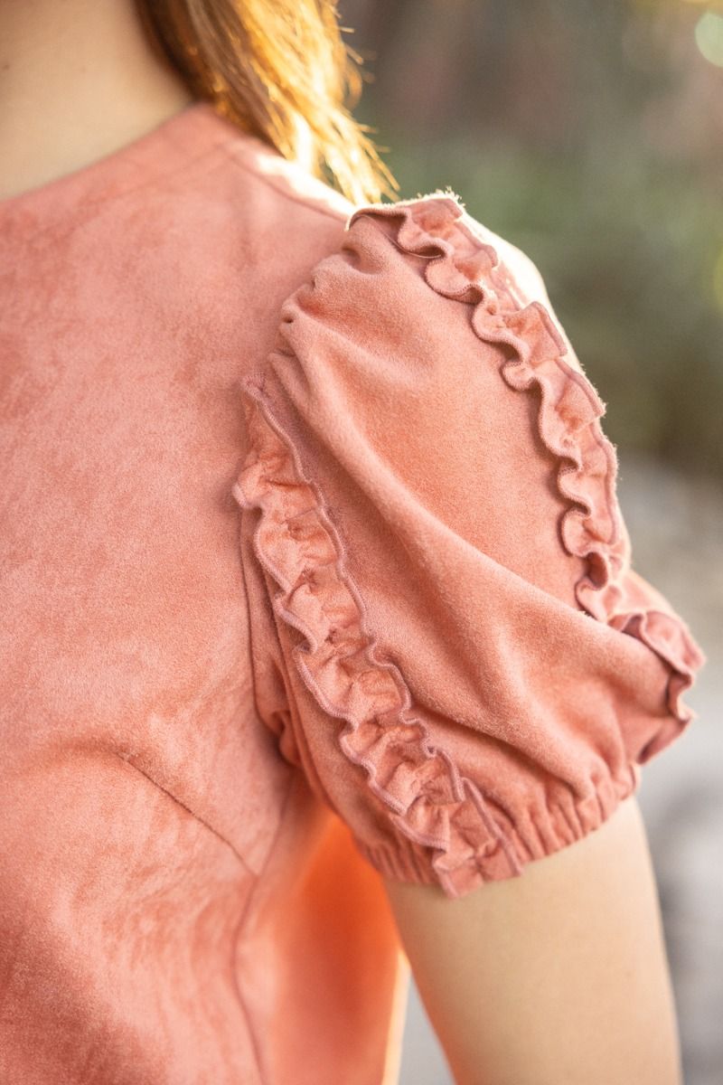 Sweet Surprise Suede Puff Sleeve Top