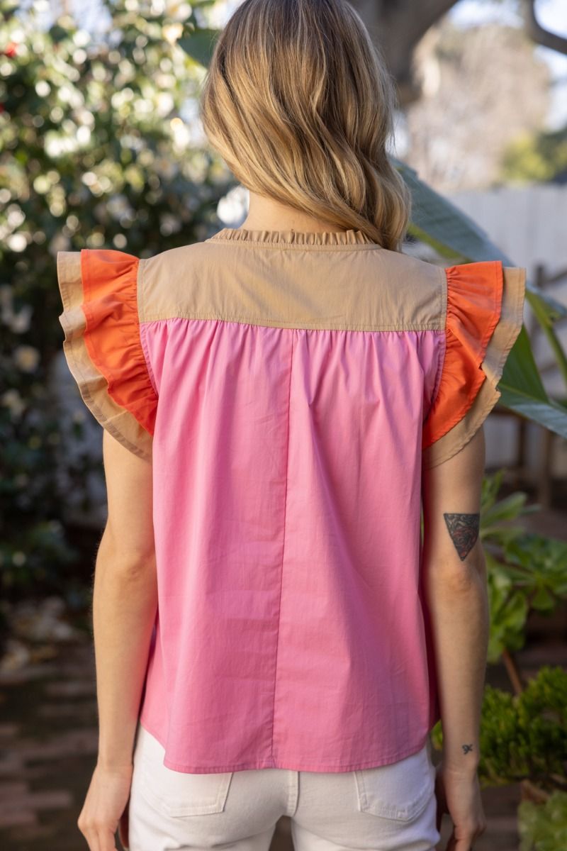 Eliana Color Block Poplin Top