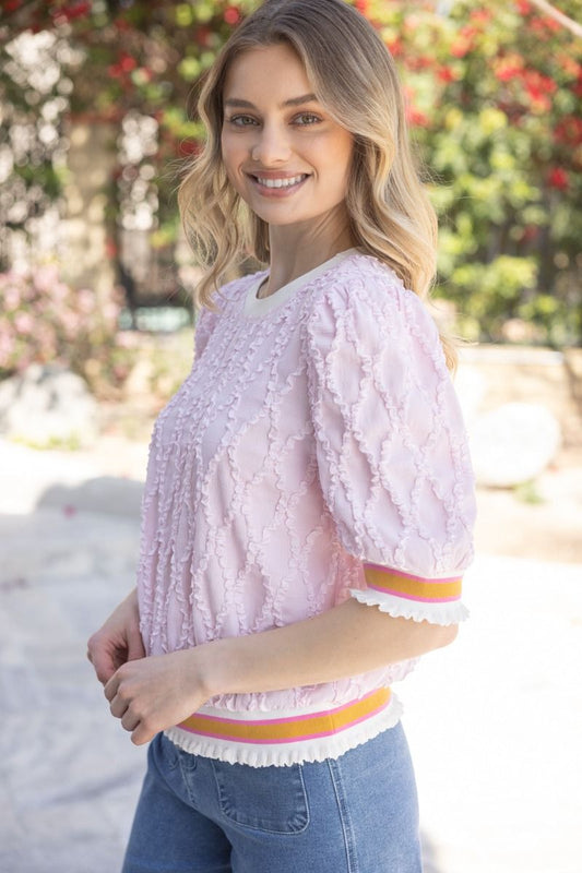 Blushing Beauty Diamond Texture Top - Pink