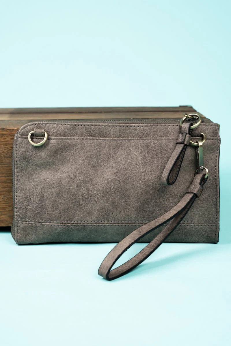 Karina Clutch/Wristlet - Grey - Delta Swanky Girl