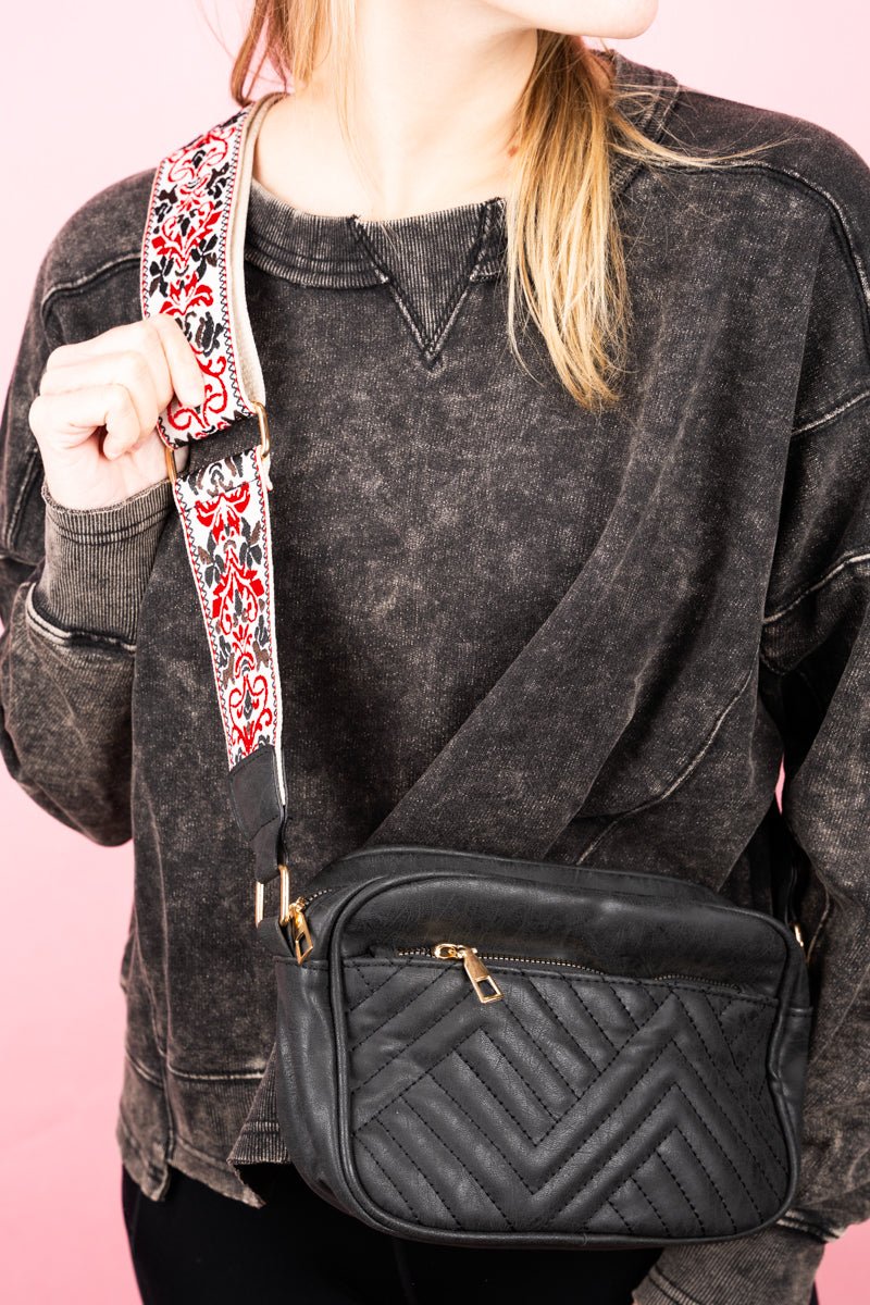 Willow Crossbody Bag - Black/Ruby - Delta Swanky Girl