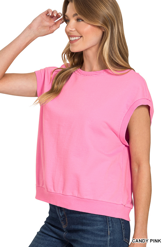 Simple Embrace Raw Edge Top - Pink