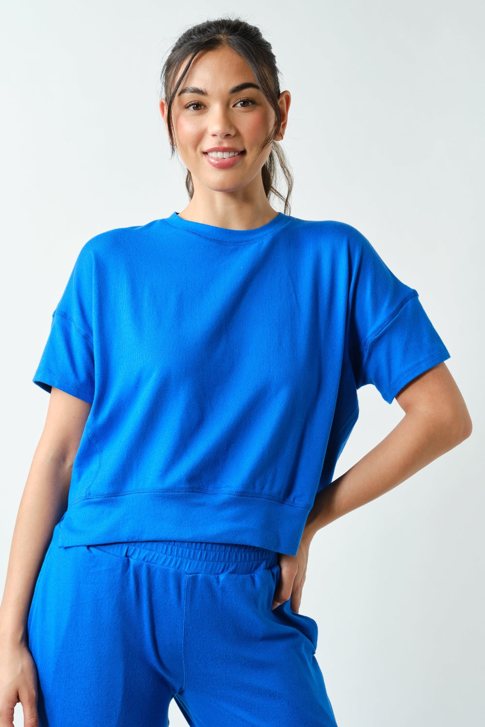 Brushed Hacci Short Set - Blue - Delta Swanky Girl