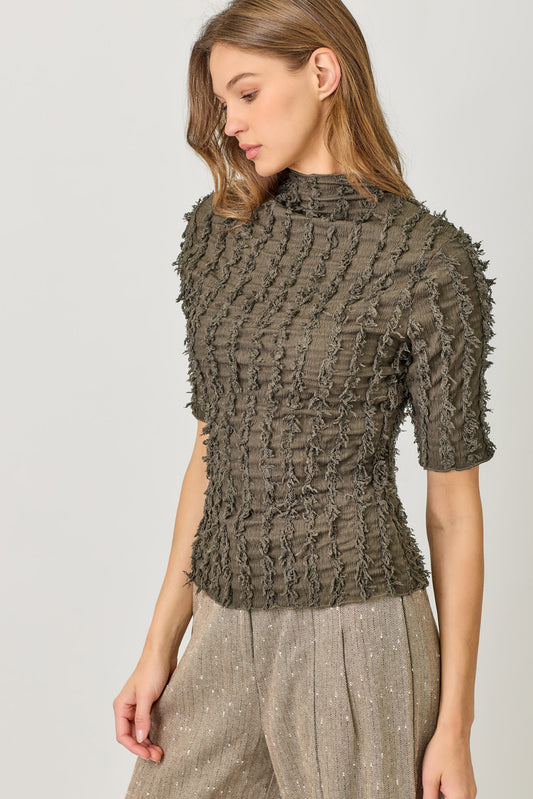 In The Loop Fringe Top - Brown