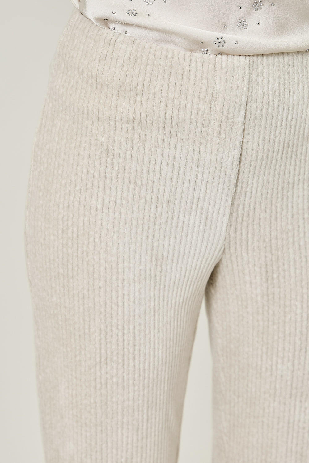 Velveteen Corduroy Bootcut Trouser - Ivory
