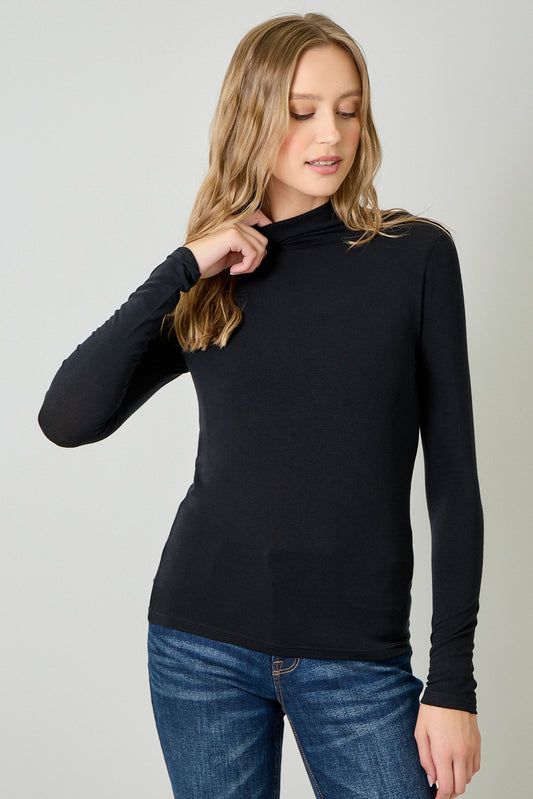 Not So Basic Mock Neck Top - Black