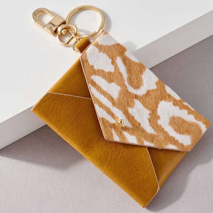 Cowhide Hairon Card Holder Keychain Wallet - Delta Swanky Girl