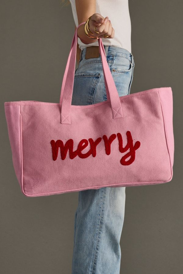 The Merry & Bright Tote | Colorful Holiday Cotton Tote Bag