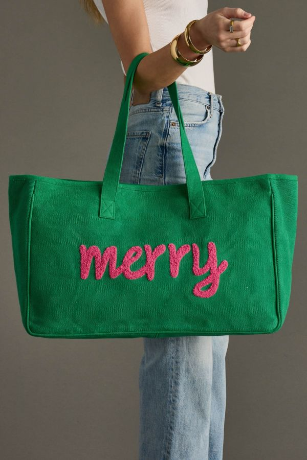 The Merry & Bright Tote | Colorful Holiday Cotton Tote Bag