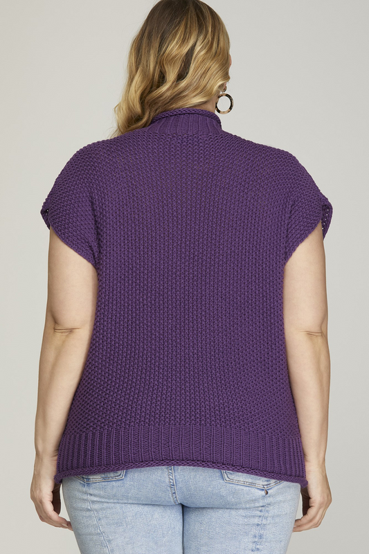 Curvy On The Field Mock Neck Sweater - Purple