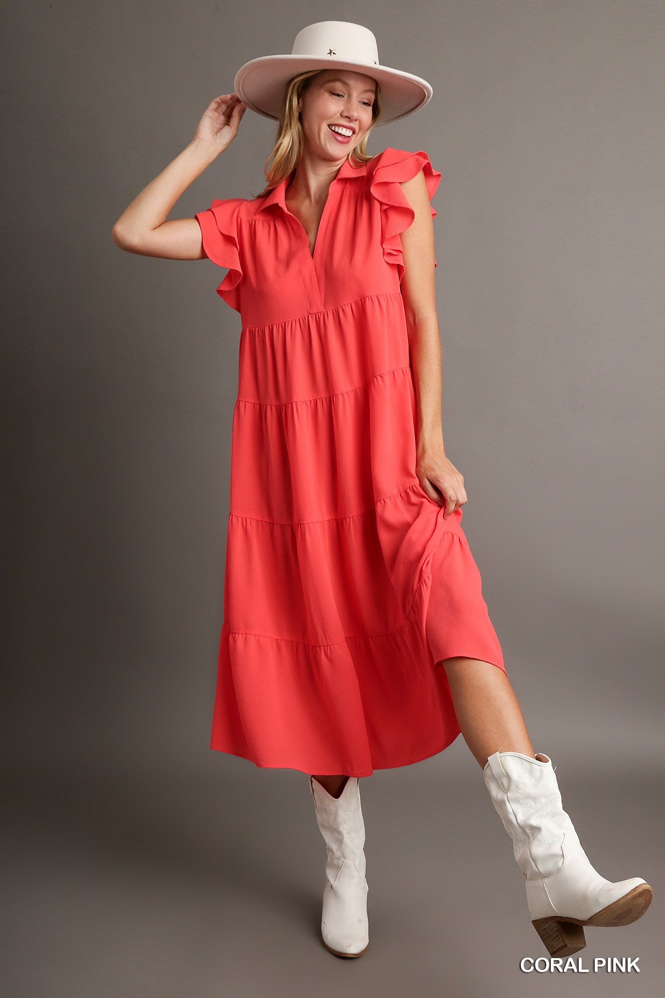 Play Time Midi Dress (Coral)