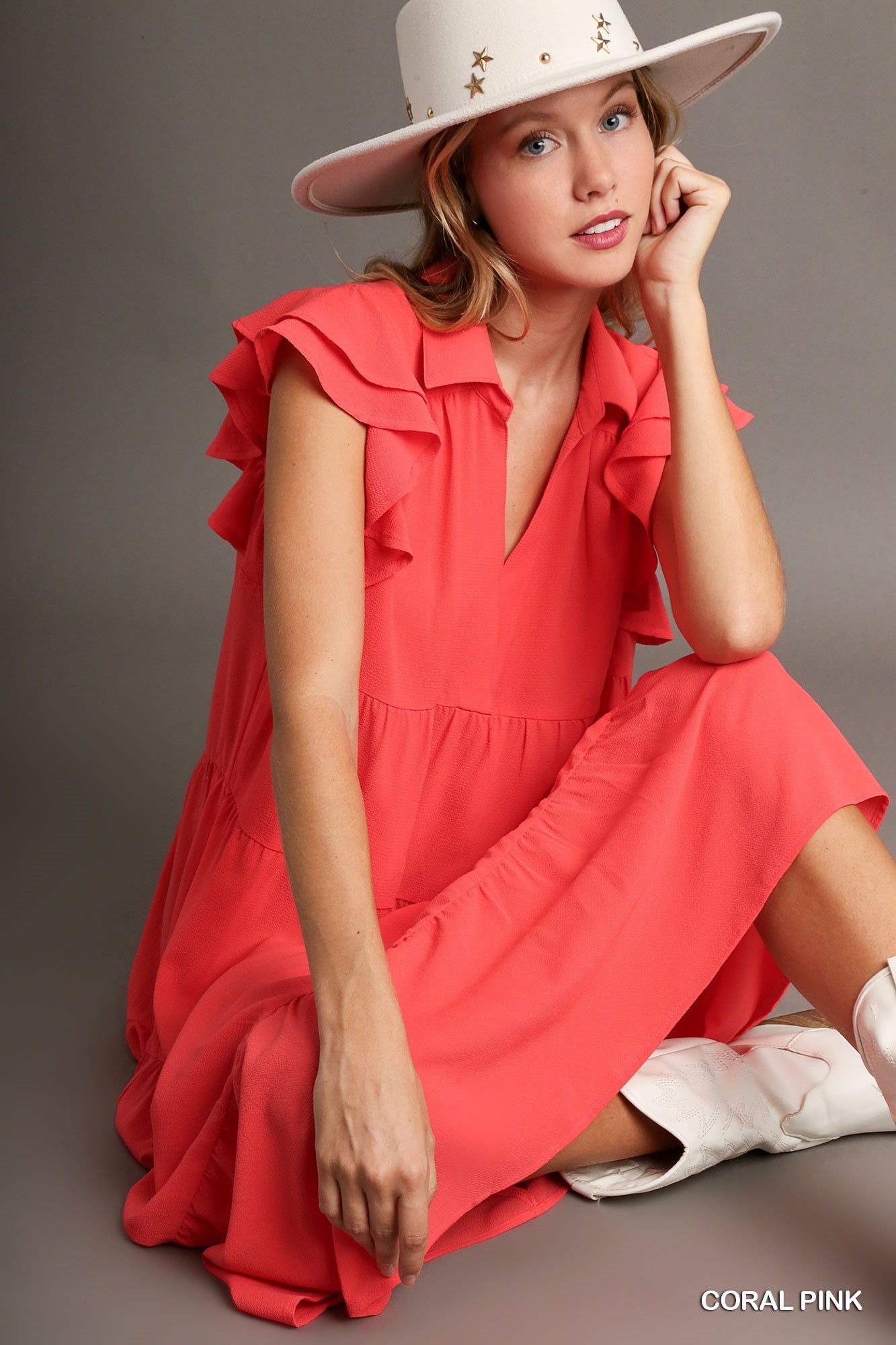 Play Time Midi Dress (Coral)