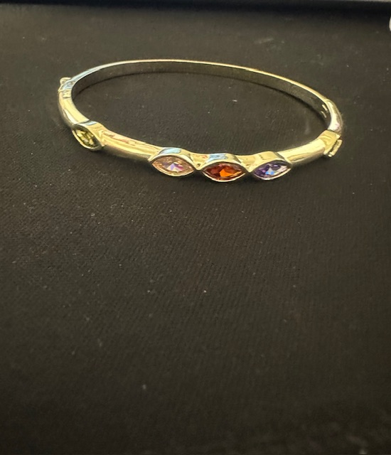 Multi-Stone Thin Bangle Bracelet - Delta Swanky Girl
