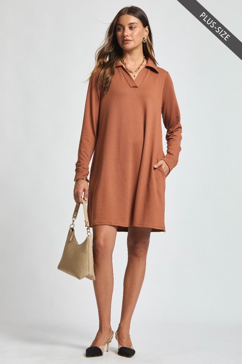 Step Into Fall A-Line Dress - Chestnut