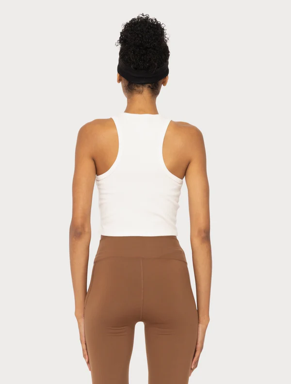 Essential Ribbed Cropped Tank Top - White - Delta Swanky Girl