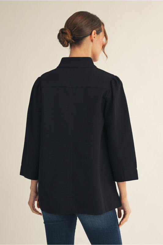 Jocelyn High Neck Luxe Top - Black