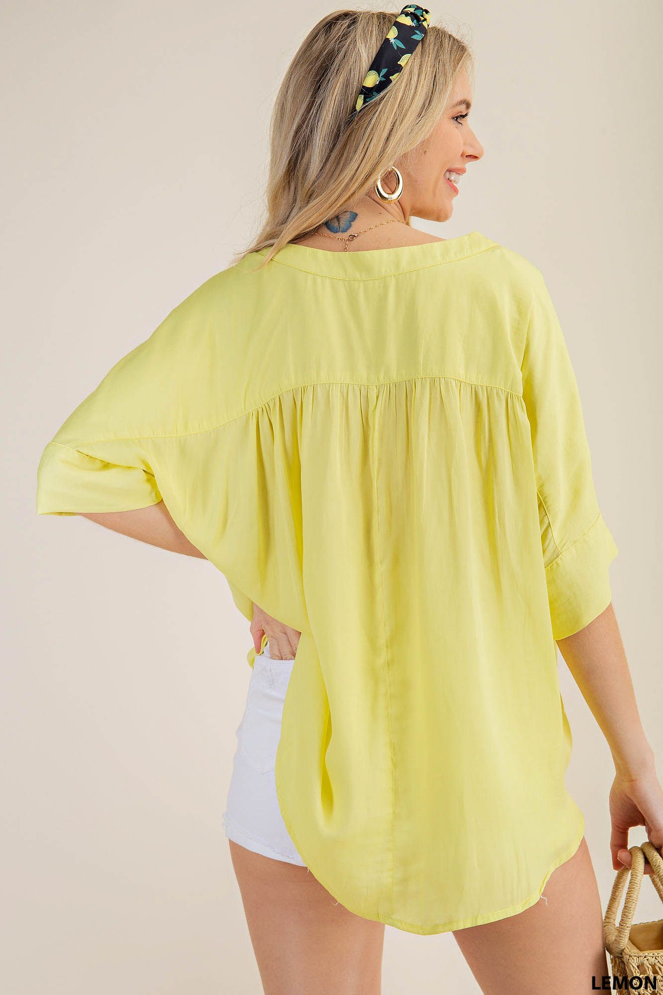 Lemon Drop V-Neck Top (Yellow)