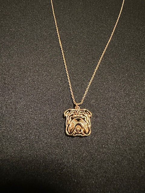 Bulldog Charm Necklace (Gold)