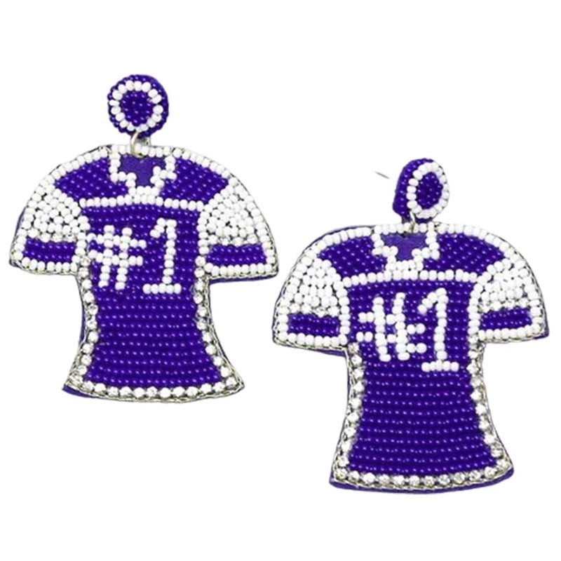 Let's Go Jersey Earring (Blue & White)