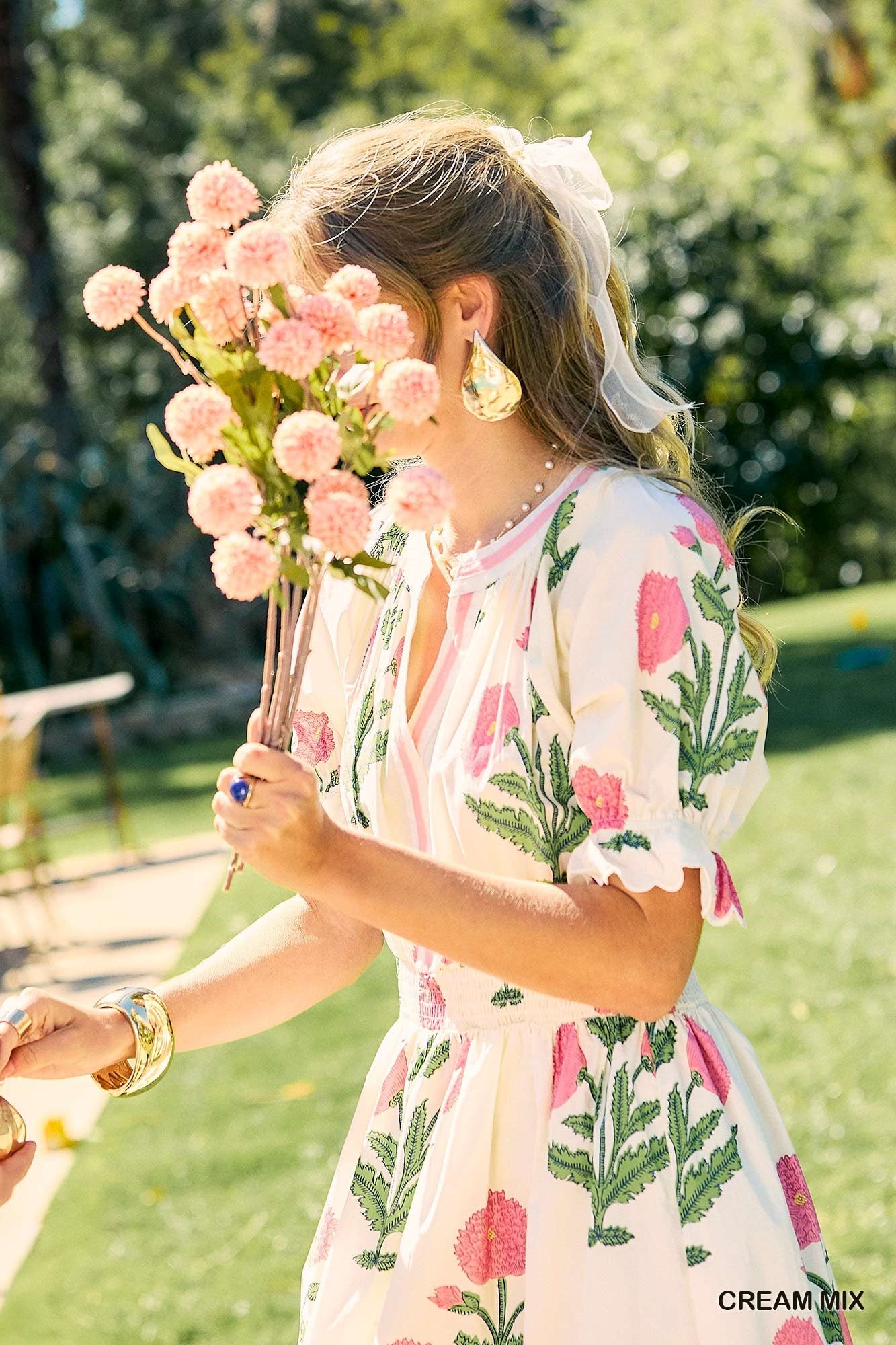Soft Bloom Floral Midi Dress - Cream