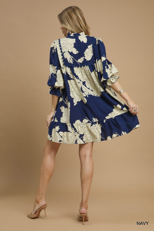 Southern Roots Floral Dress - Navy