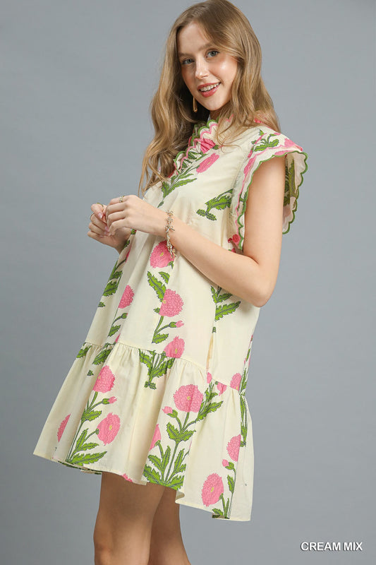 Sass & Class Floral Mini Dress - Cream