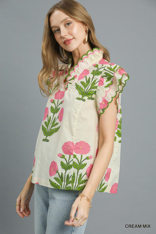 Beautiful Life Floral Top - Cream