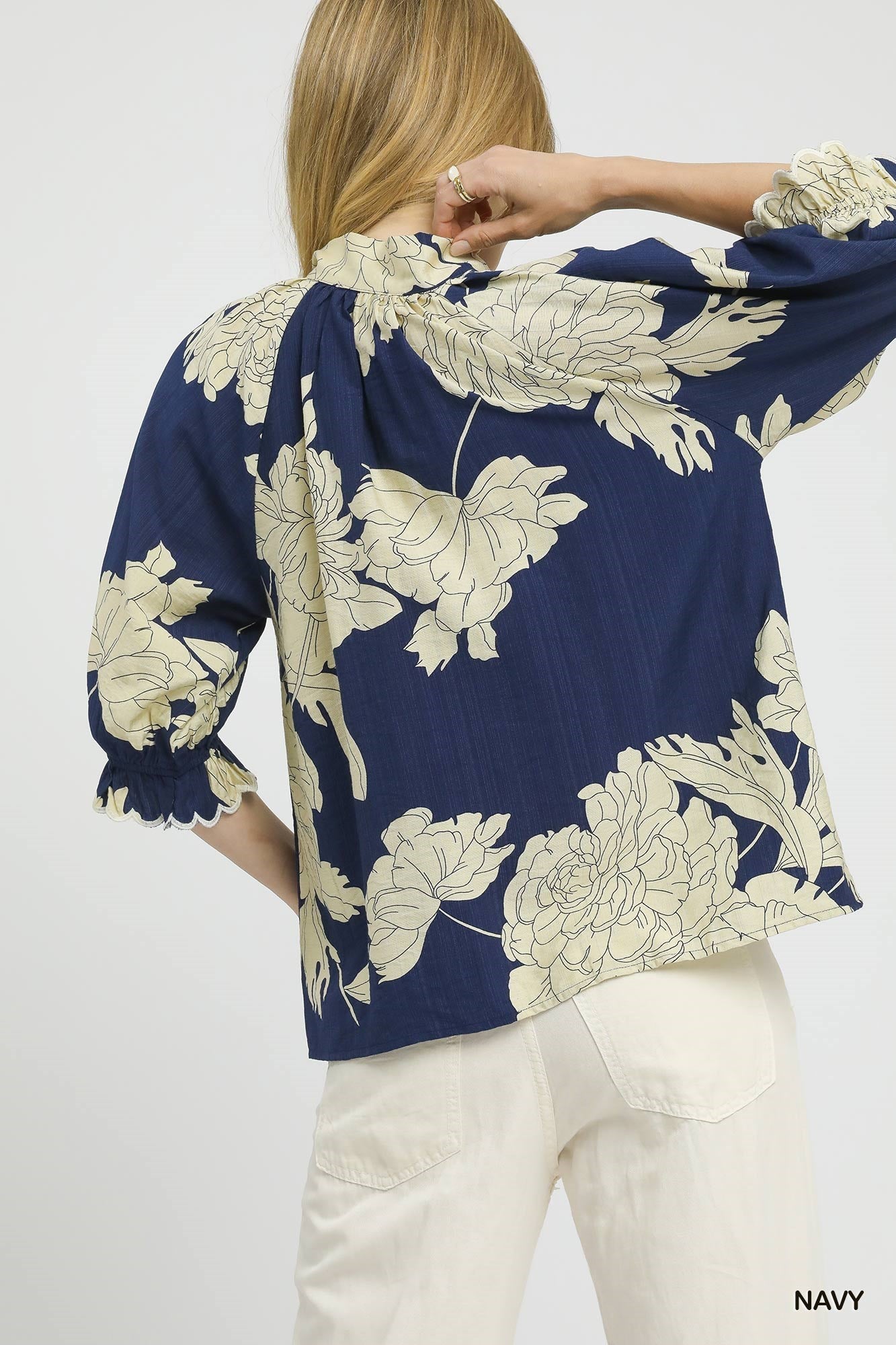 Verdant Floral Top - Navy
