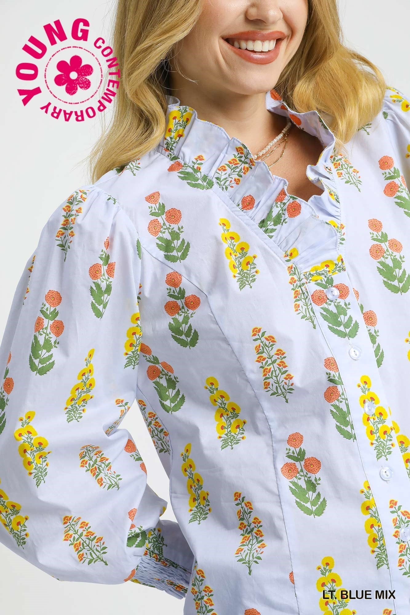 Secret Garden Floral Top - Blue