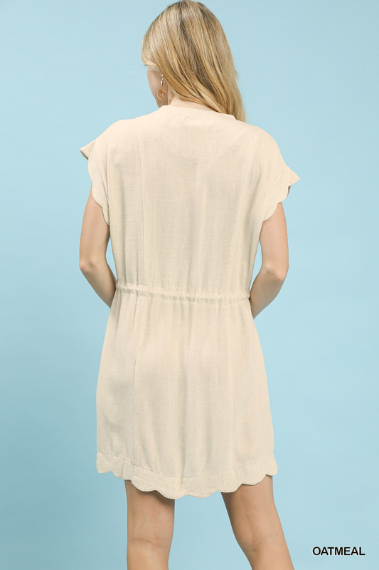 Endless Afternoon Linen Scallop Dress - Delta Swanky Girl
