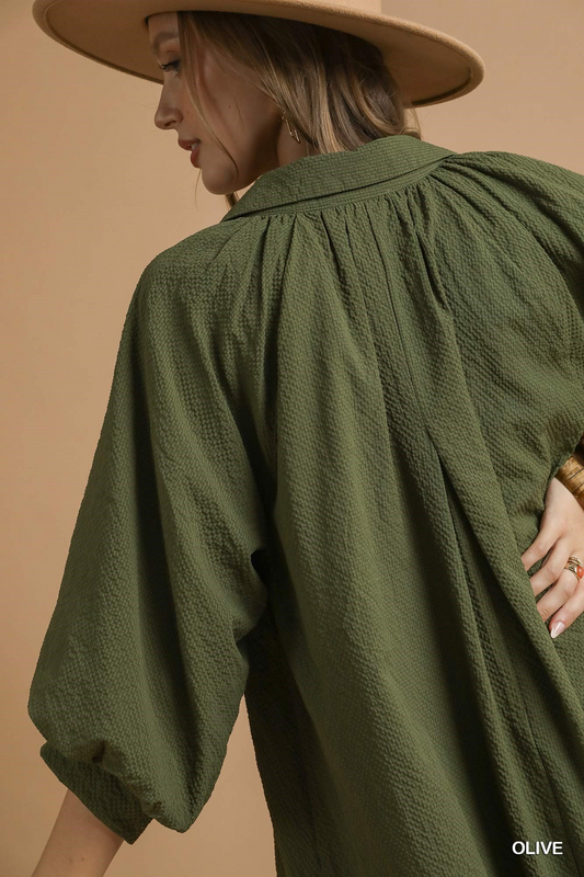 Casual Chats Scallop Hem Dress - Olive