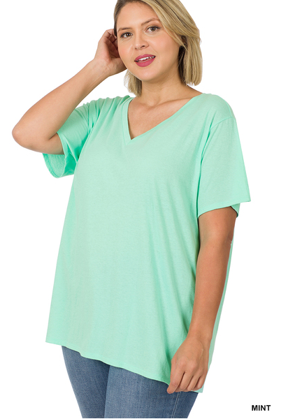 Curvy Cupcake Boyfriend V-Neck Top (MINT)