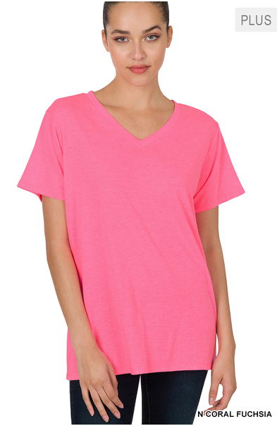 Curvy Cupcake Boyfriend V-Neck Top (Pink)