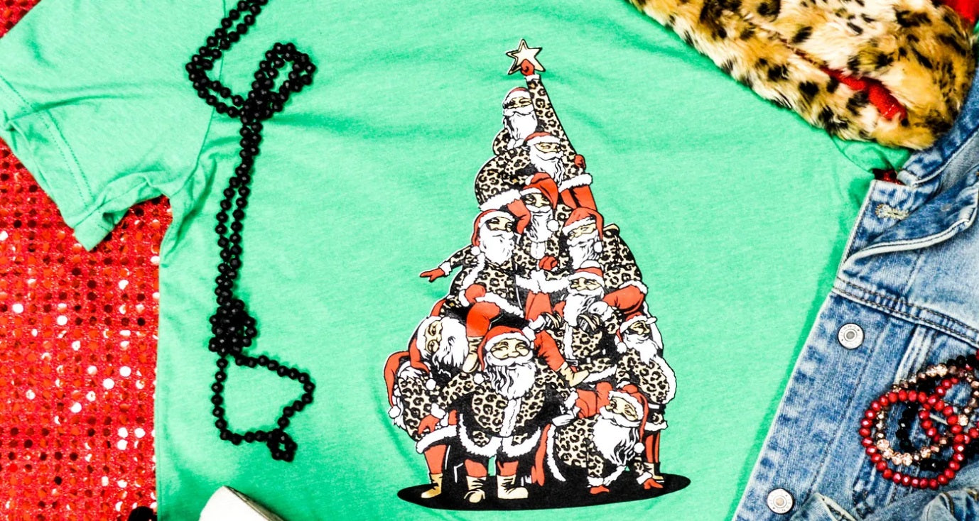 Leopard Santa Tree Tee