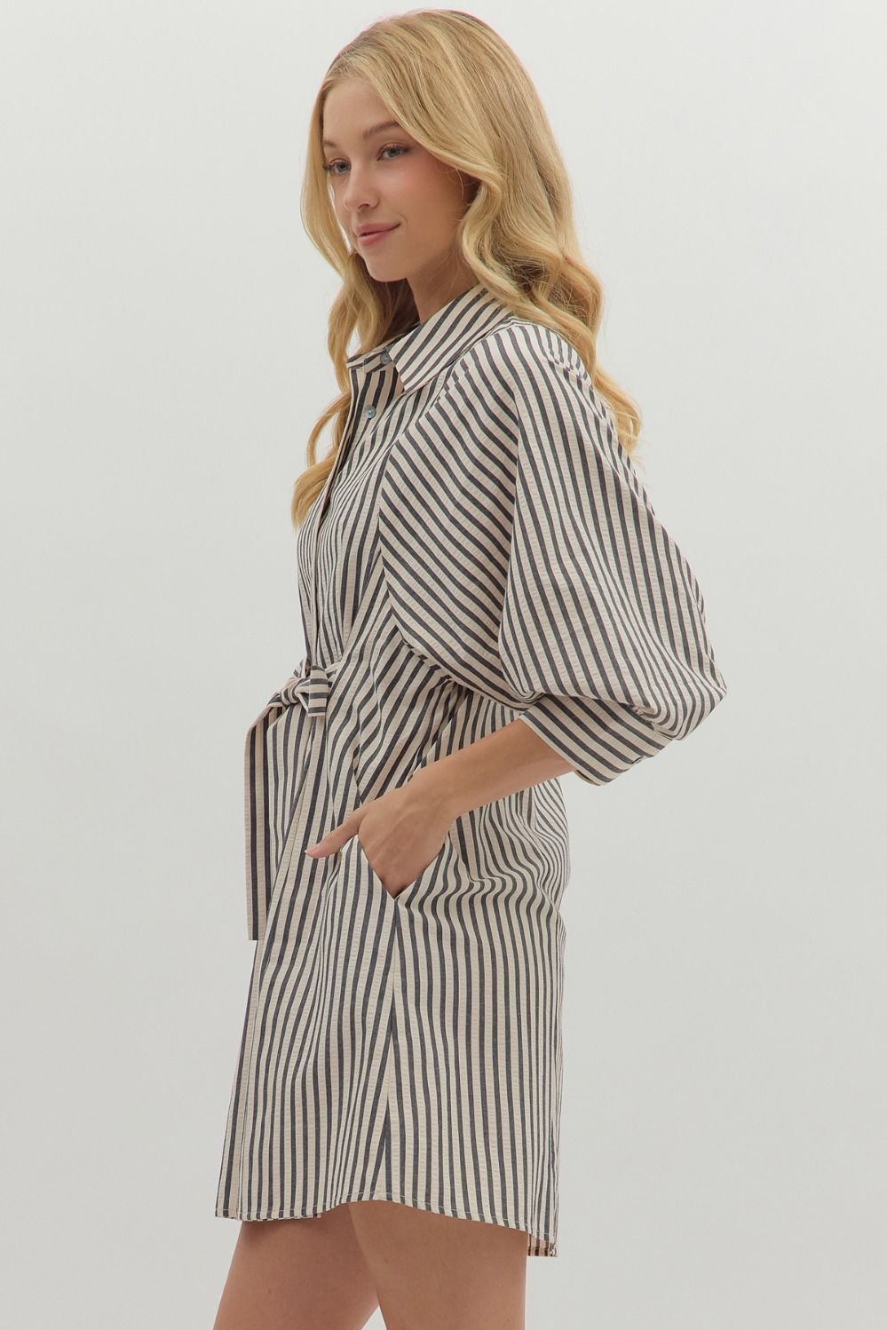 Sienna Striped Mini Dress - Black