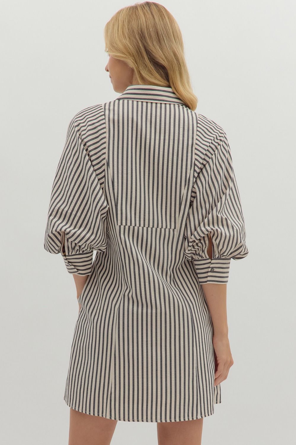 Sienna Striped Mini Dress - Black