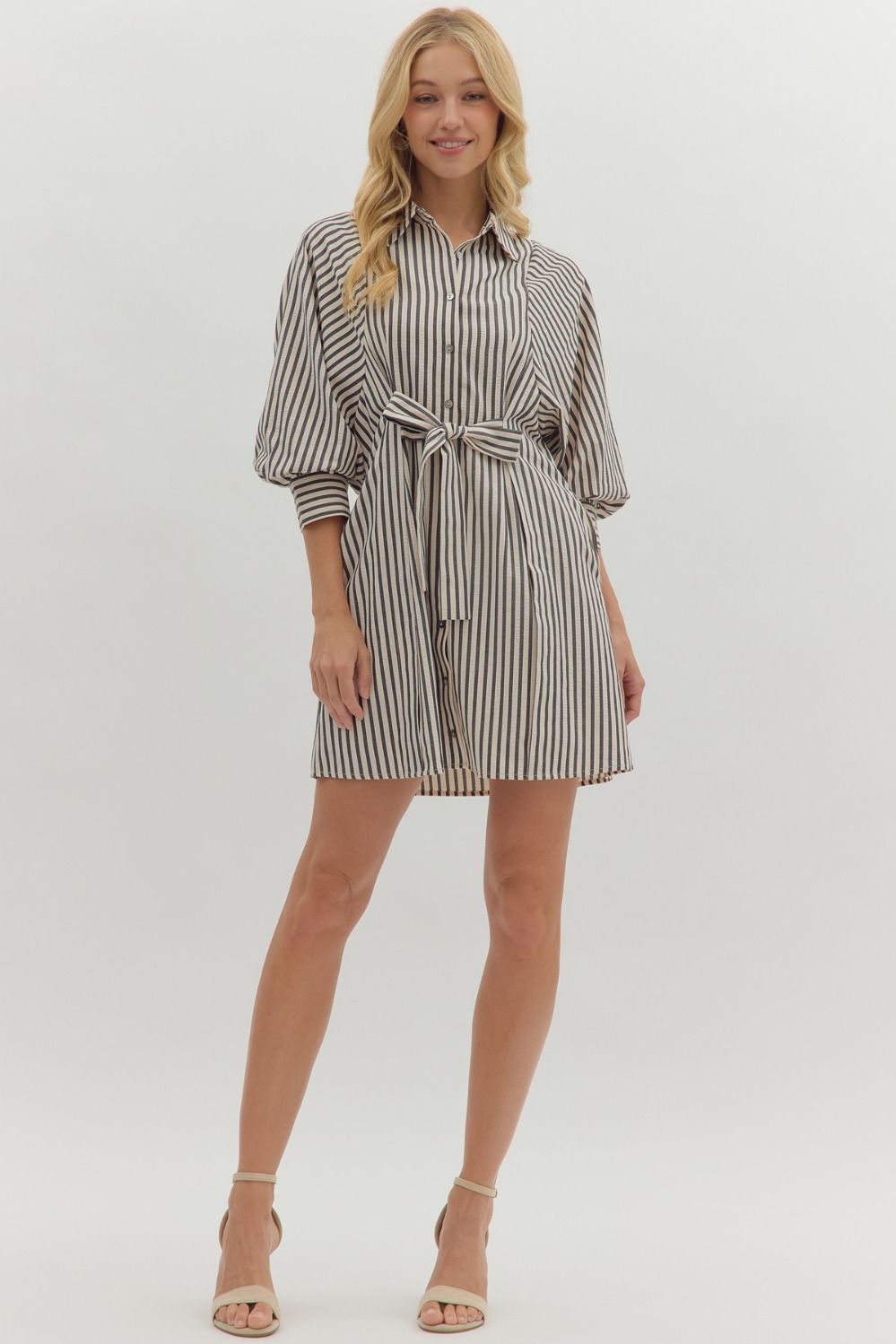 Sienna Striped Mini Dress - Black