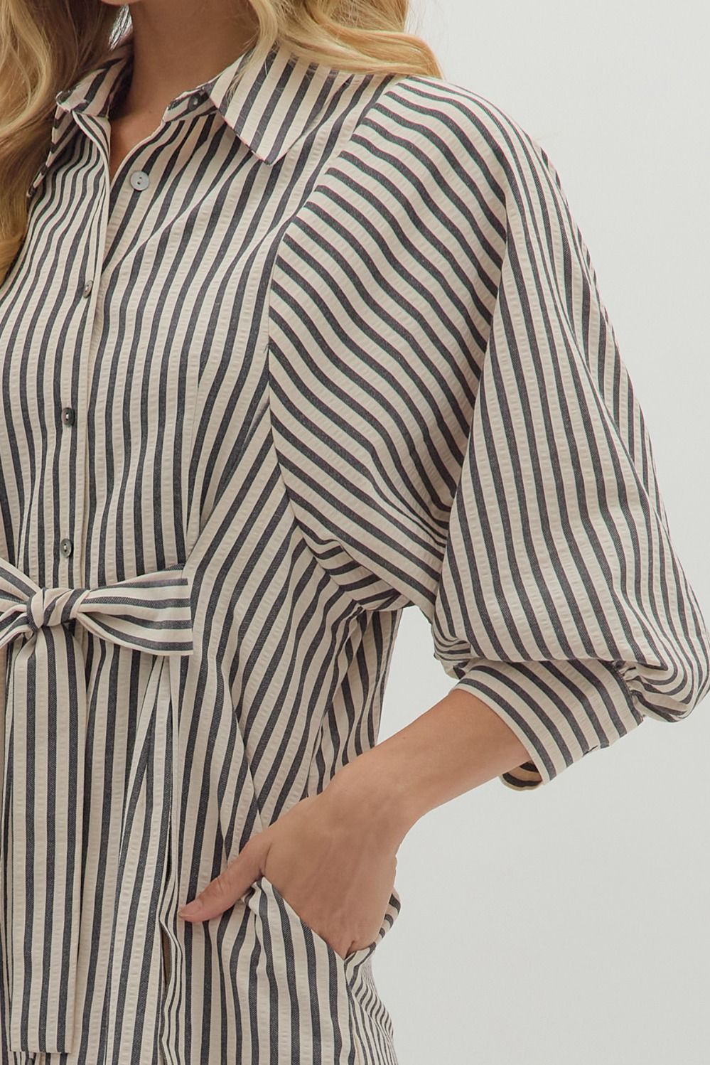 Sienna Striped Mini Dress - Black