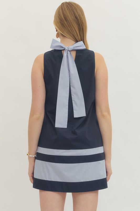 Ahoy Sleeveless Tie Back Dress - Delta Swanky Girl