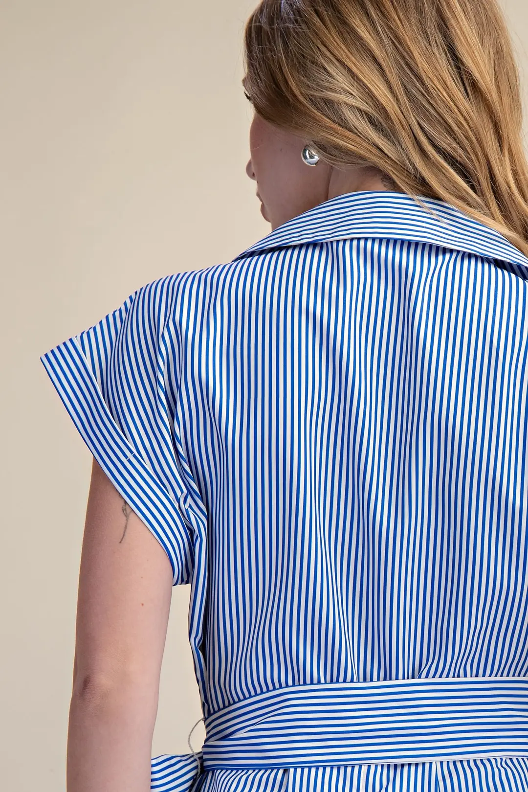 Chatham Front Tie Striped Dress - Blue - Delta Swanky Girl