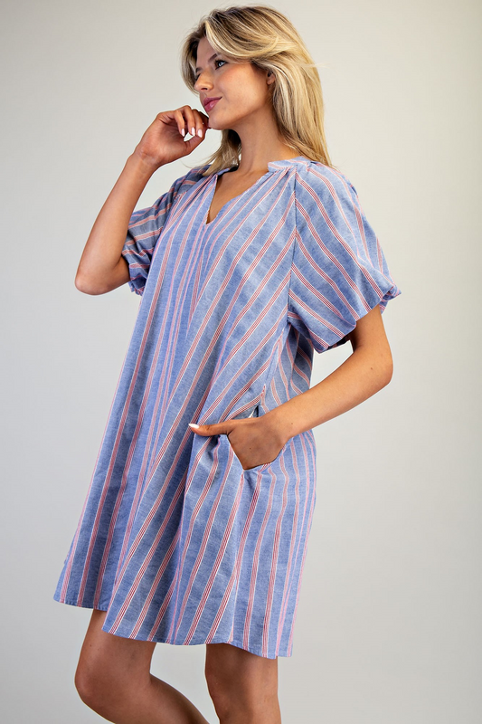 Allie Striped Denim Dress